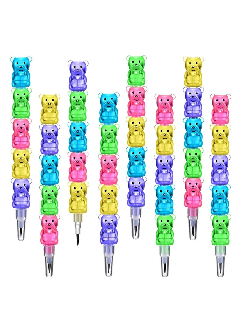 30pcs قلم رصاص بلاستيكي قابل للتراكم,قلم رصاص التراكم على شكل الدب للأطفال,5 في قلم رصاص نقطة واحدة لإمدادات حفلة - Image 1
