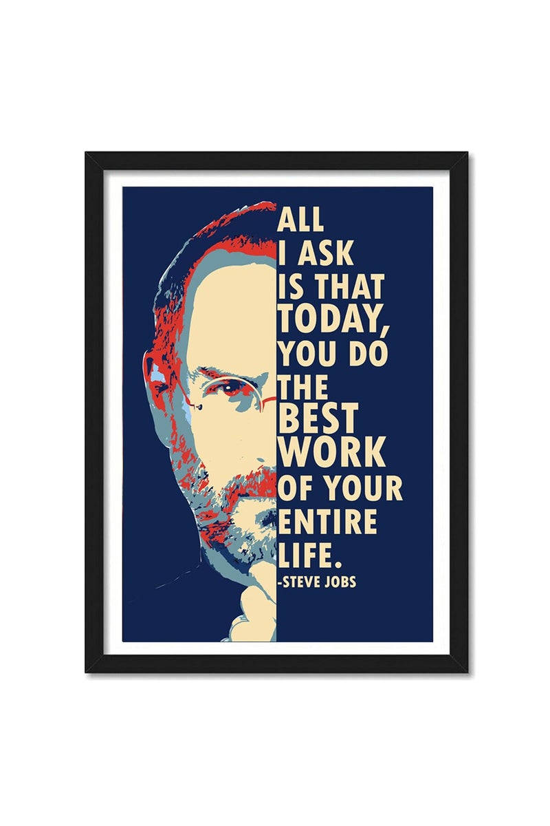 GRAY WALL ALAYRA Steve Jobs Motivational Quote Art Poster For Room & Office (10 Inch X 13 Inch, Framed) multicolor - Image 1