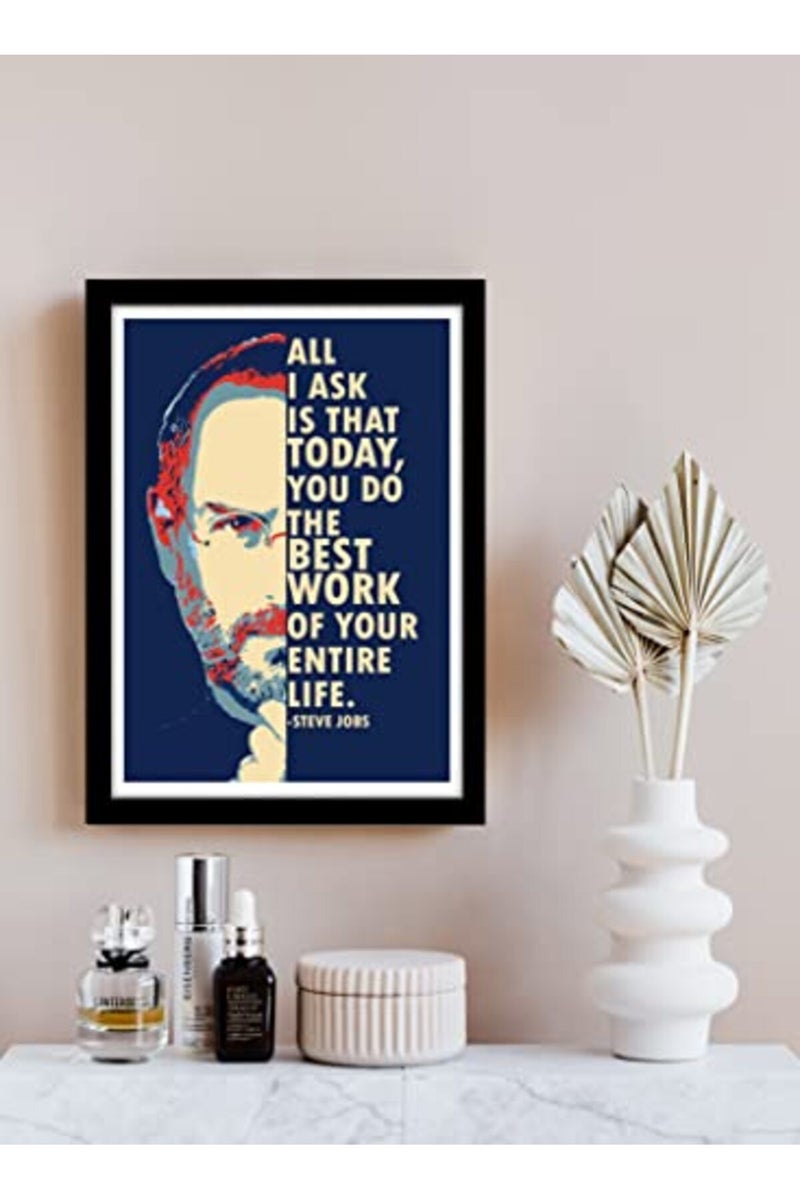 GRAY WALL ALAYRA Steve Jobs Motivational Quote Art Poster For Room & Office (10 Inch X 13 Inch, Framed) multicolor - Image 2