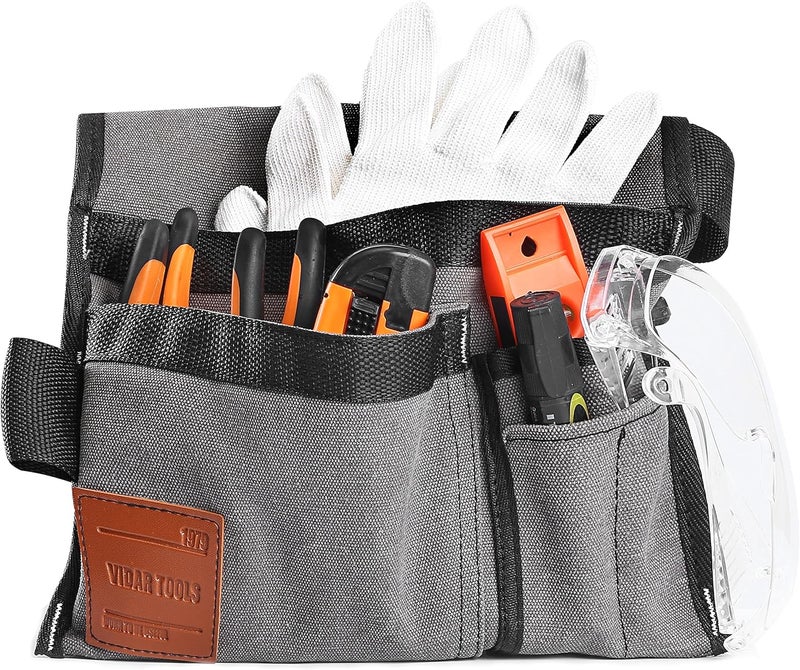 VIDAR TOOLS 6-Pocket Single Side Tool Belt Pouch/Utility Belt Bag/Tool Apron for Carpenter/Gardening/Waist .Durable Canvas Construction.Comfortable Adjustable Belt.Light Weight (grey) - Image 3