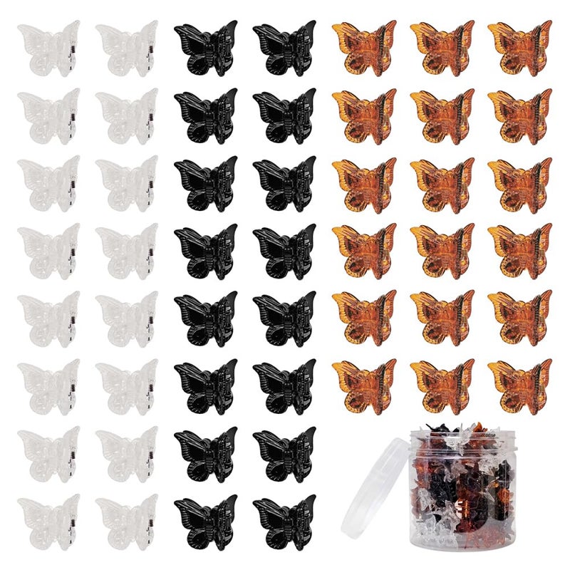 XIEHE 50 Packs Assorted Color Butterfly Hair Clips, Beautiful Mini Butterfly Hair Clips Hair Accessories for Women and Girls (Black, brownï¼Œwhite) - Image 1