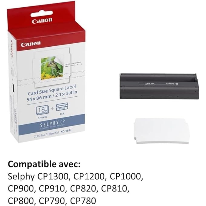 PAPER FOR SELPHY CP1500 - KC-18IS GENUINE INK + STICKER PAPER SET (54 X 86MM) 18 SHEETS, ALSO COMPATIBLE WITH CP1300, CP1200 - Image 3