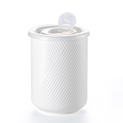 Adewnest Food Storage Containers with Airtight Lids: Ceramic Canister Sets for Kitchen Countertop - Porcelain Jar for Coffee Tea Flour Sugar Rice Cookies Candy - White (23 oz) - Image 1