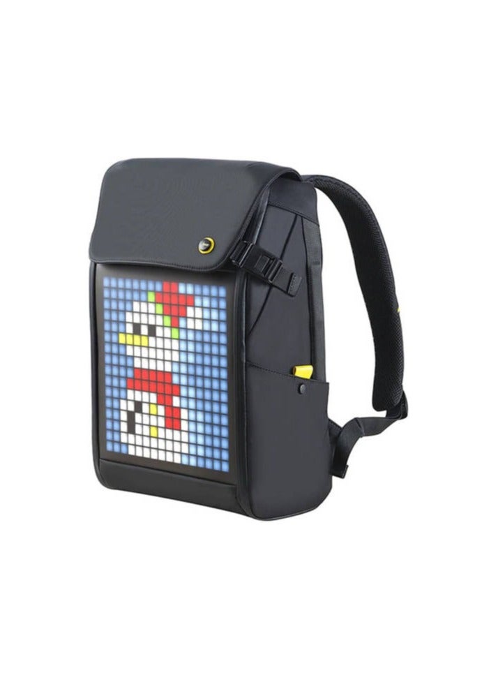 Customizable Pixel LED Backpack - Programmable Animation Display, App-Controlled, Water Bottle Storage, Soft Padded Interior, Water-Resistant Zipper, Black - Image 1