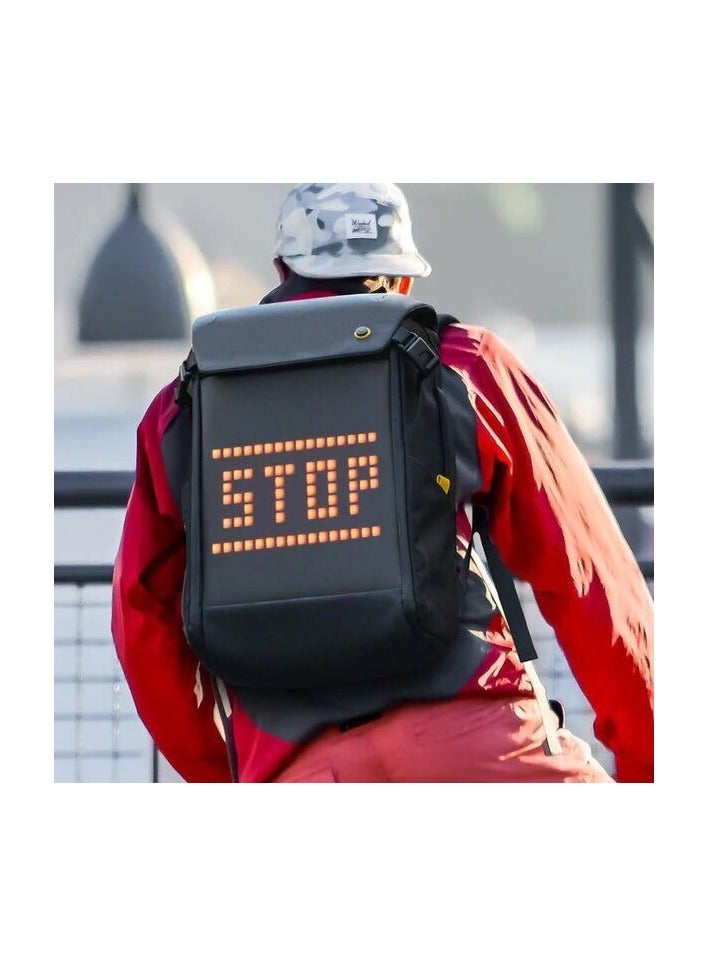 Customizable Pixel LED Backpack - Programmable Animation Display, App-Controlled, Water Bottle Storage, Soft Padded Interior, Water-Resistant Zipper, Black - Image 5