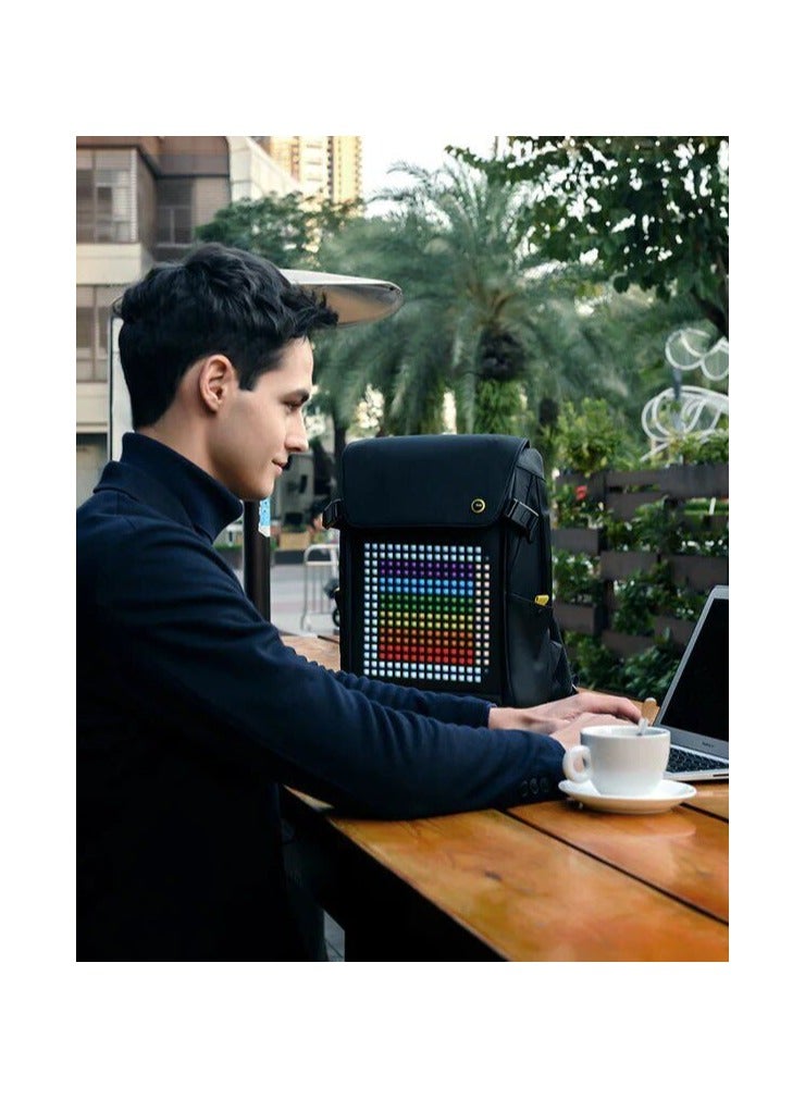 Customizable Pixel LED Backpack - Programmable Animation Display, App-Controlled, Water Bottle Storage, Soft Padded Interior, Water-Resistant Zipper, Black - Image 4