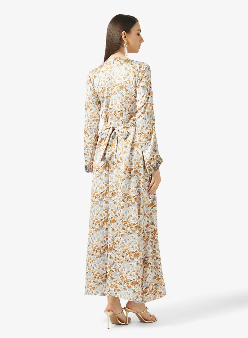 ARABIAN CLOSET Embellished Belted Jalabiya