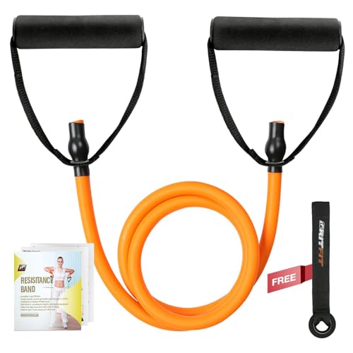 RitFit Single Resistance Exercise Band with Comfortable Handles - Ideal for Physical Therapy, Strength Training, Muscle Toning - Foam Padding Door Anchor and Starter Guide Included (Orange(30-35lbs)) - Image 4