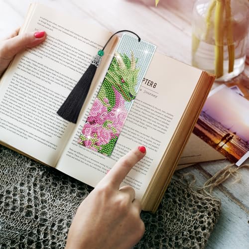 Sitsink Dragon Art Kits - 6 Pc Diamond Bookmarks with Tassels, Fantasy Creature Dragon Painting Kits for Adults - Image 4