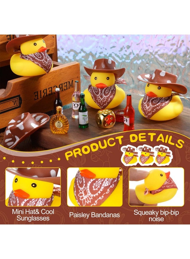 Hanaive 24 Sets Cowboy Rubber Duck with Cute Cow Print Hat and Scarf Mini Rubber Duckies Farm Theme Party Supplies Bathtub Toys Western Theme Party Decoration(Cute Style) - Image 3
