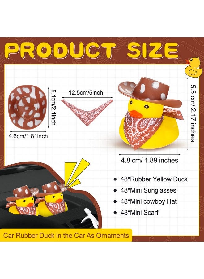 Hanaive 24 Sets Cowboy Rubber Duck with Cute Cow Print Hat and Scarf Mini Rubber Duckies Farm Theme Party Supplies Bathtub Toys Western Theme Party Decoration(Cute Style) - Image 2