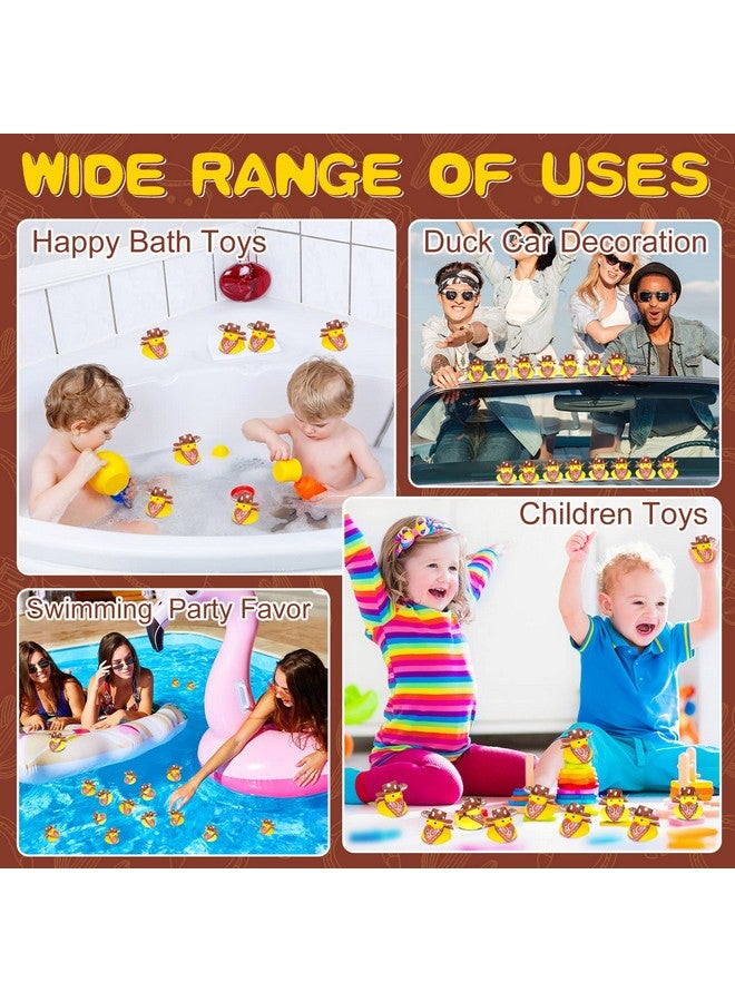 Hanaive 24 Sets Cowboy Rubber Duck with Cute Cow Print Hat and Scarf Mini Rubber Duckies Farm Theme Party Supplies Bathtub Toys Western Theme Party Decoration(Cute Style) - Image 4