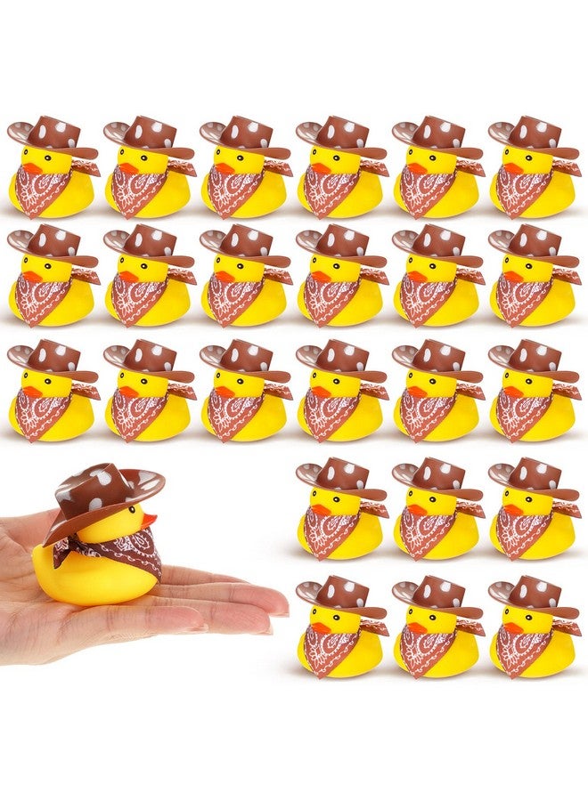Hanaive 24 Sets Cowboy Rubber Duck with Cute Cow Print Hat and Scarf Mini Rubber Duckies Farm Theme Party Supplies Bathtub Toys Western Theme Party Decoration(Cute Style) - Image 1