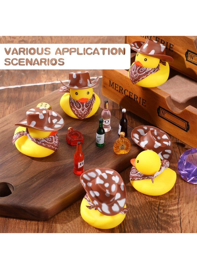 Hanaive 24 Sets Cowboy Rubber Duck with Cute Cow Print Hat and Scarf Mini Rubber Duckies Farm Theme Party Supplies Bathtub Toys Western Theme Party Decoration(Cute Style) - Image 5