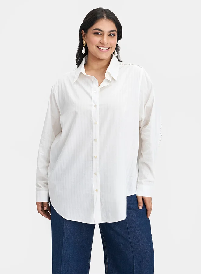 فيرجيو قميص فيرجيو قطن أبيض دانتيل