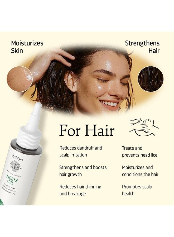 Indulgeo Essentials 100% Cold Pressed Pure Herbal Neem Oil For Skin & Hair|Prevent Dandruff, Lice, Various Scalp Fungal Infections & Supports Skin'S Immunity| Neem Oil For All Skin & Hair Types- 100 ml - Image 4