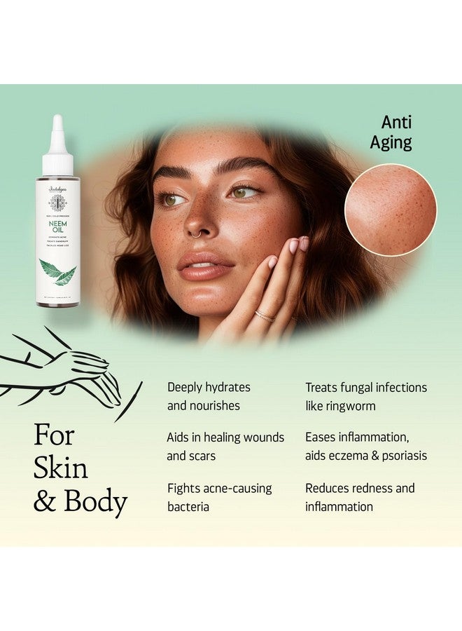 Indulgeo Essentials 100% Cold Pressed Pure Herbal Neem Oil For Skin & Hair|Prevent Dandruff, Lice, Various Scalp Fungal Infections & Supports Skin'S Immunity| Neem Oil For All Skin & Hair Types- 100 ml - Image 5