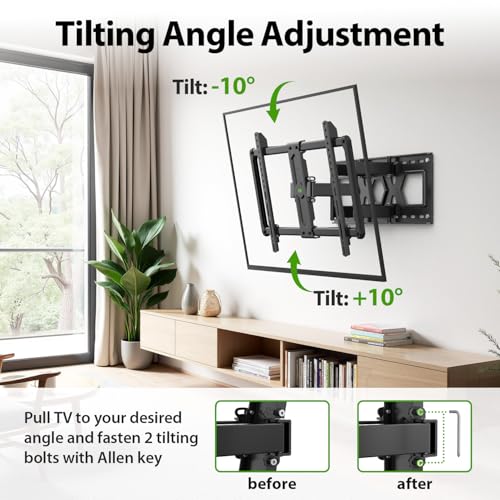 USX Mount Ultra Slim TV Wall Mount for 37-90 inch TVs, Low Profile Full Motion TV Mount with Swivel Articulating Dual Arms, Wall Bracket for Max VESA 600x400mm Holds 120lbs, Fits 16"/18"/24" Studs - Image 3