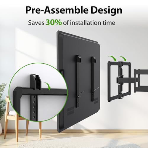 USX Mount Ultra Slim TV Wall Mount for 37-90 inch TVs, Low Profile Full Motion TV Mount with Swivel Articulating Dual Arms, Wall Bracket for Max VESA 600x400mm Holds 120lbs, Fits 16"/18"/24" Studs - Image 4