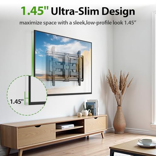 USX Mount Ultra Slim TV Wall Mount for 37-90 inch TVs, Low Profile Full Motion TV Mount with Swivel Articulating Dual Arms, Wall Bracket for Max VESA 600x400mm Holds 120lbs, Fits 16"/18"/24" Studs - Image 2