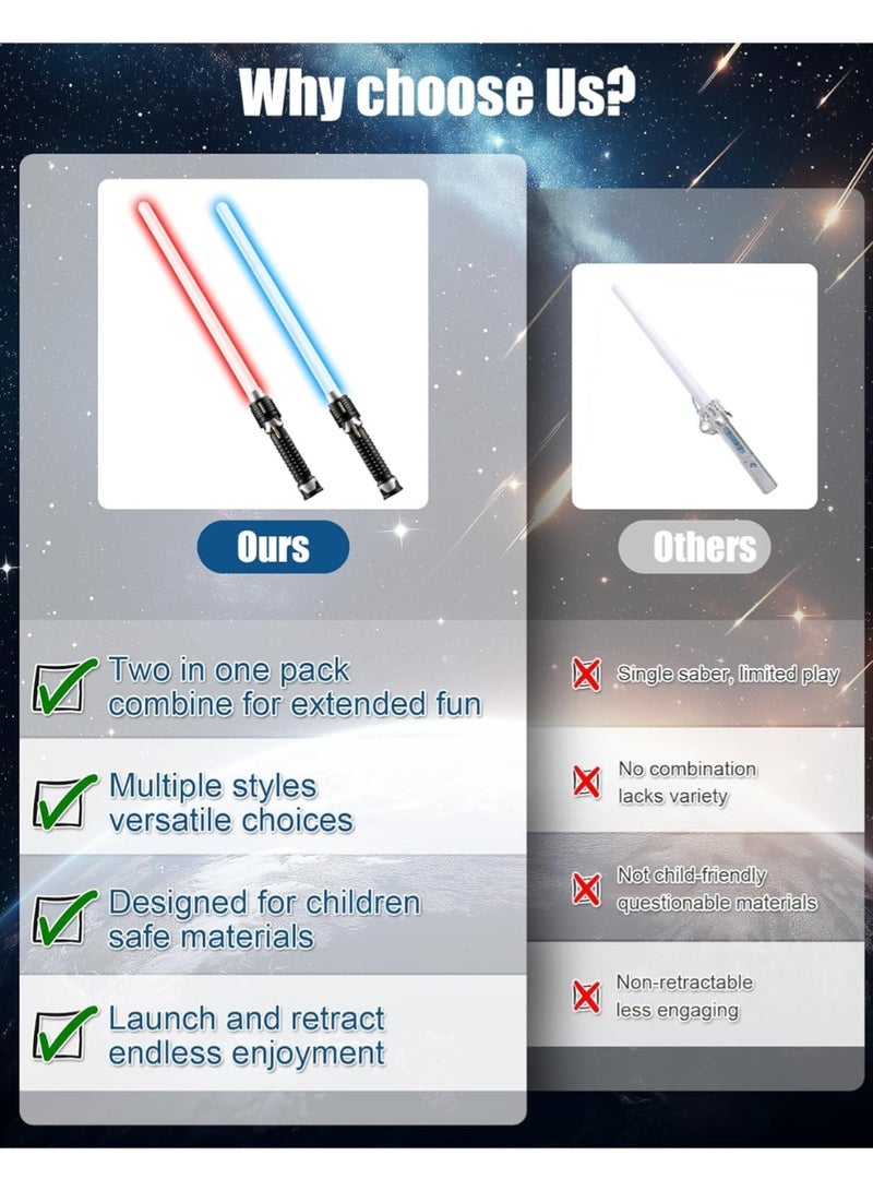 ليموس سيوف ضوئية للأطفال، سيف مضيء صغير قابل للسحب 2 في 1 للأولاد والبنات، زي تنكري أحمر أزرق، هدية حفلات أعياد الميلاد - Image 3