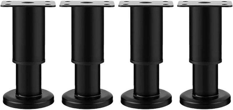 4pcs Adjustable Furniture Leg Support for Bed Frame Feet, Cabinet and Table Replacement Legs 8-12cm Height with Large Black Base for Household Furniture - Image 1