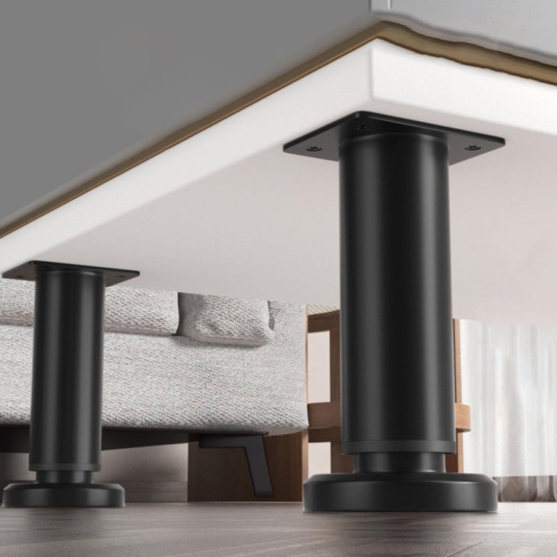 4pcs Adjustable Furniture Leg Support for Bed Frame Feet, Cabinet and Table Replacement Legs 8-12cm Height with Large Black Base for Household Furniture - Image 5