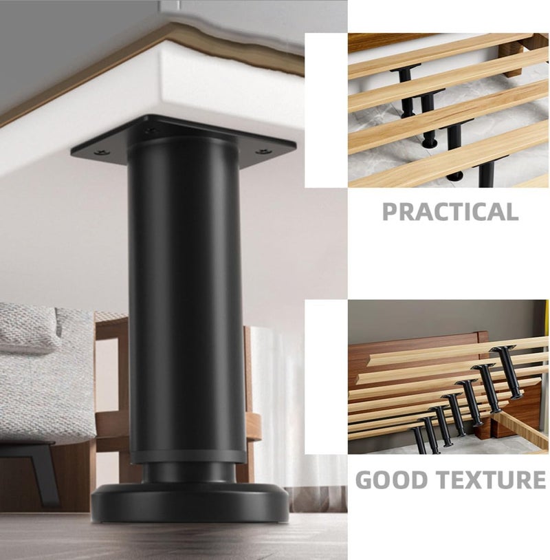 4pcs Adjustable Furniture Leg Support for Bed Frame Feet, Cabinet and Table Replacement Legs 8-12cm Height with Large Black Base for Household Furniture - Image 3