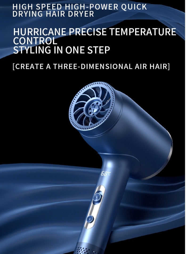 اوليو مجفف شعر بقوة 2000 واط مع شاشة عرض لدرجة الحرارة، مجفف شعر احترافي أيوني مع تحكم حراري، تجفيف سريع، ضوضاء منخفضة، مع جهاز تركيز وناشر - Image 5