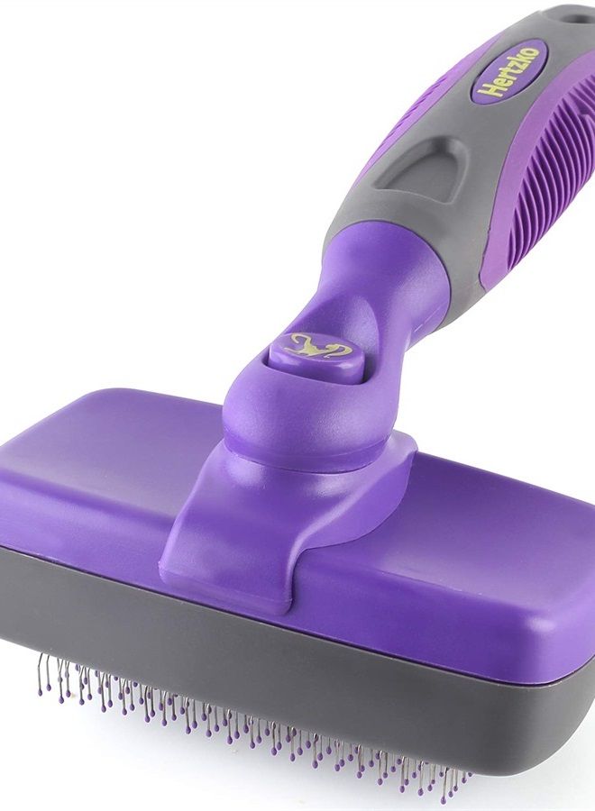 HERTZKO Self-Cleaning Slicker Brush for Dogs and Cats Pet Grooming Dematting Brush Easily Removes Mats, Tangles, and Loose Fur from The Pet's Coat (Sensitive Skin (Small)) - Image 1