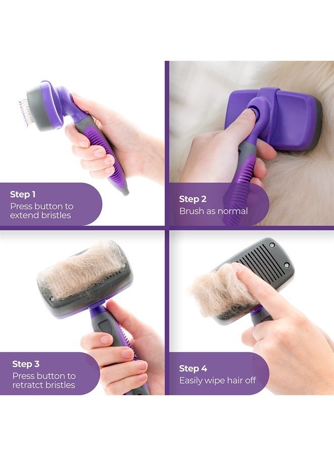 HERTZKO Self-Cleaning Slicker Brush for Dogs and Cats Pet Grooming Dematting Brush Easily Removes Mats, Tangles, and Loose Fur from The Pet's Coat (Sensitive Skin (Small)) - Image 5