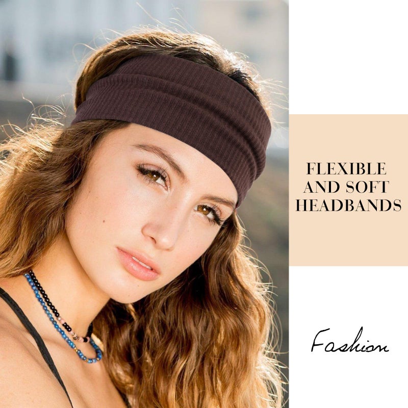 TERSE Headbands for Women Wide Non Slip Boho Head Bands Soft Elastic Thick Hairbands Fashion Workout Yoga Hair Accessories, 6 Pack - Image 3