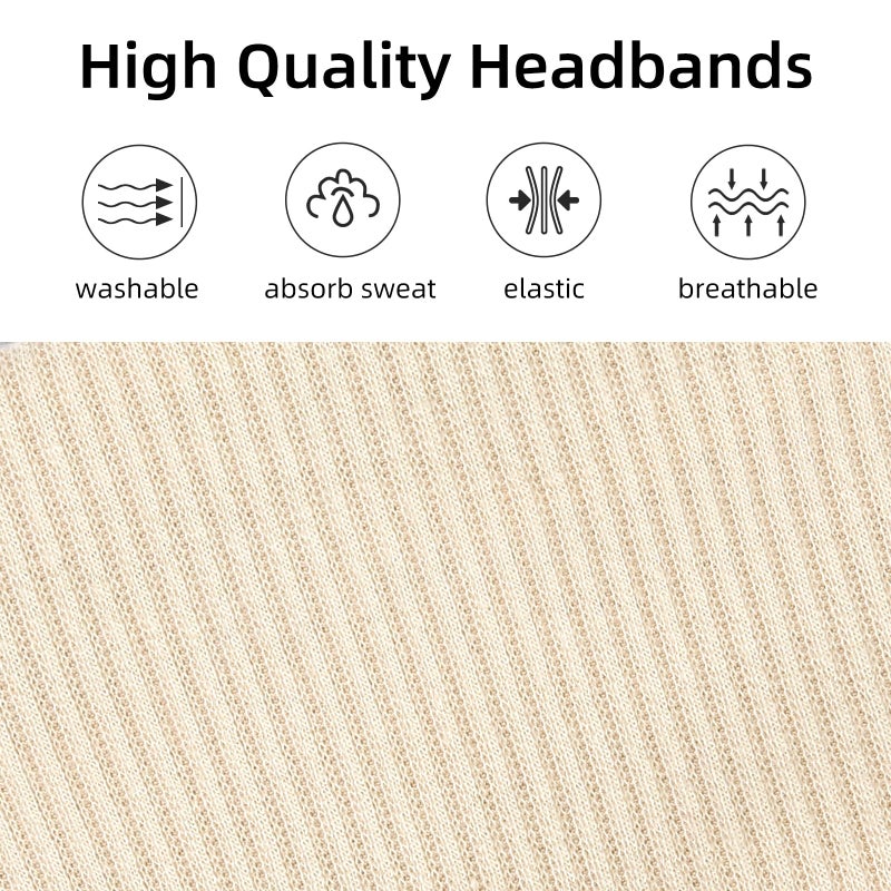 TERSE Headbands for Women Wide Non Slip Boho Head Bands Soft Elastic Thick Hairbands Fashion Workout Yoga Hair Accessories, 6 Pack - Image 4