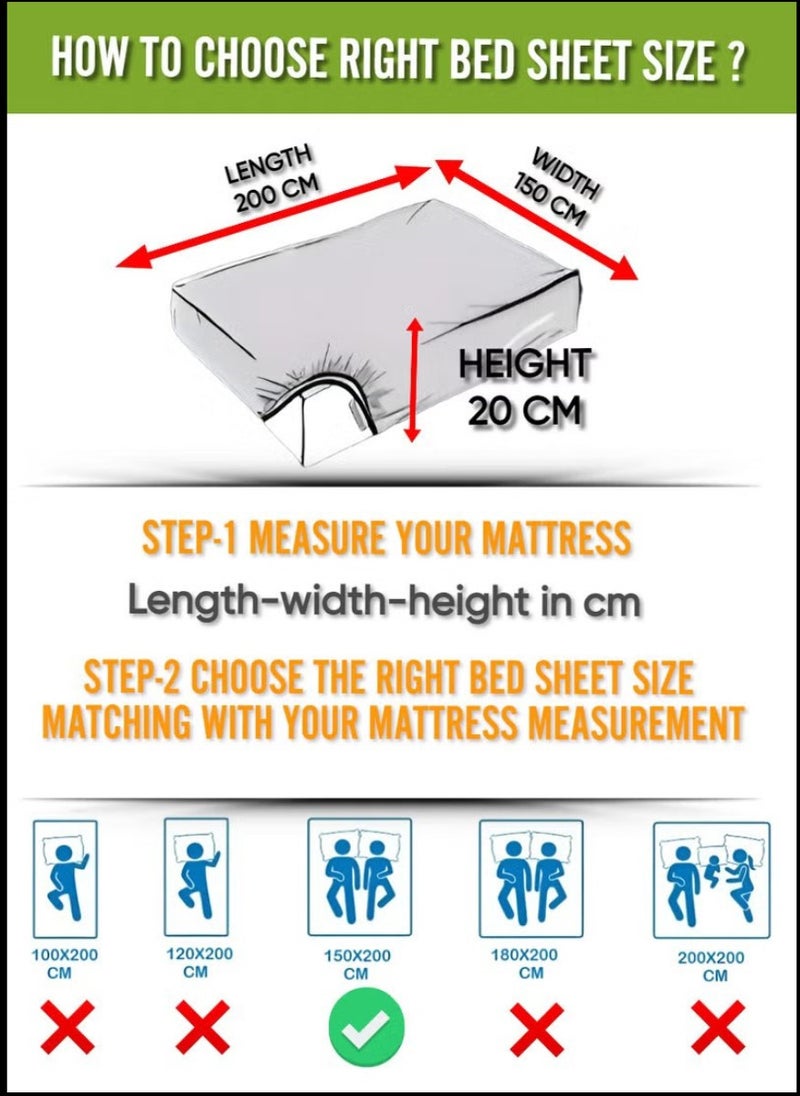 Blueberry طقم ملاءات سرير مزدوج مخطط باللون الأسود من القطن 3 قطع بجيب عميق 150x200+20 سم - Image 4