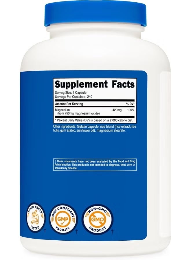 Nutricost, Magnesium Oxide , 750 mg , 240 Capsules - Image 3