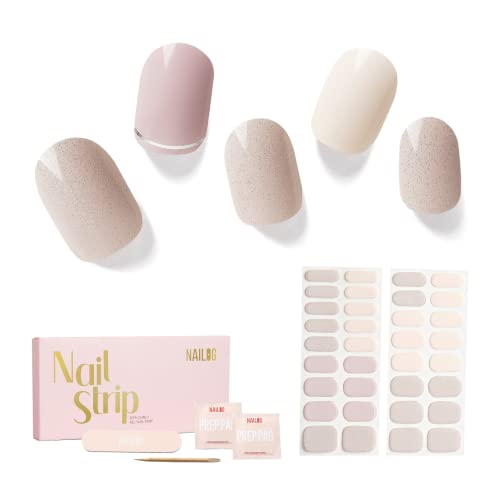 NAILOG Semi Cured Gel Nail Strips, 34 pcs Salon-Quality Gel Nail Stickers, Long Lasting Nail Wraps for Women with Soft Gel Finish | Isabelle - Image 1