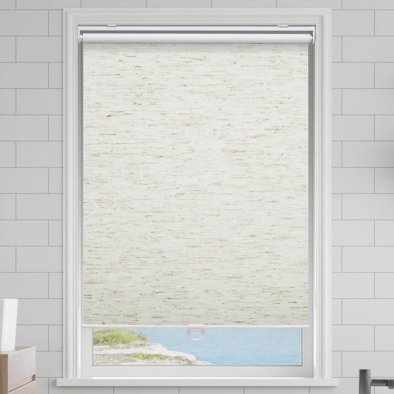 AOSKY Cordless Roller Shades Blackout Blinds for Windows Room Darkening Rolled Up Shades with Spring System, UV Protection Natural Linen Fabric Window Shades Door Blinds for Homeï¼ˆ23" W x 72" H, Linen Cream - Image 2