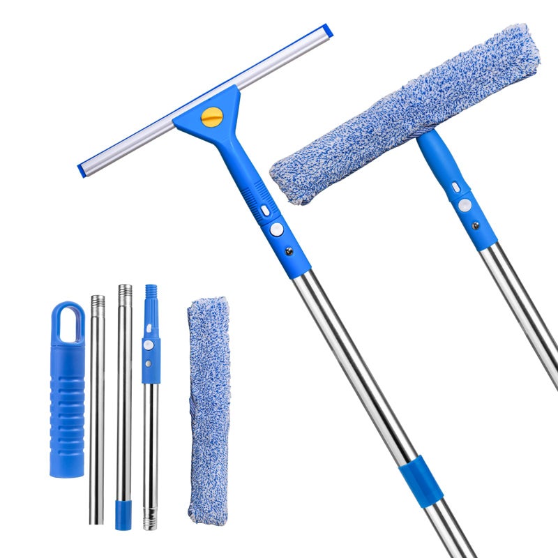 MRDARENSU Professional Window Cleaning kit, 2-in-1 Window Squeegee with 51" Extension Poles, Suitable for Indoor & Outdoor Windows, High Glass, High Windows, Multi-Purpose Car Windshield Cleaning - Image 1