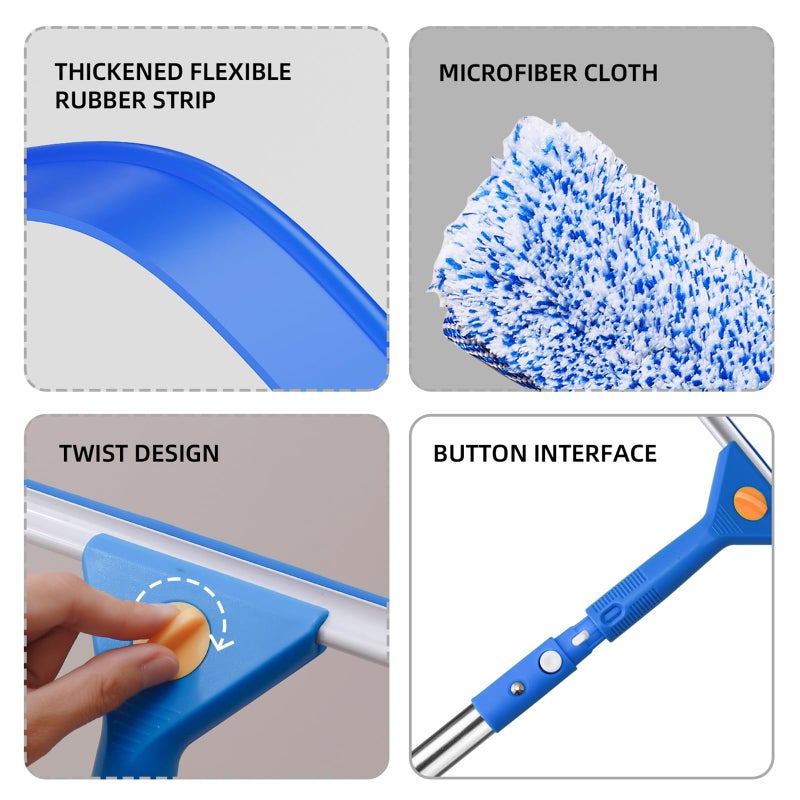 MRDARENSU Professional Window Cleaning kit, 2-in-1 Window Squeegee with 51" Extension Poles, Suitable for Indoor & Outdoor Windows, High Glass, High Windows, Multi-Purpose Car Windshield Cleaning - Image 5