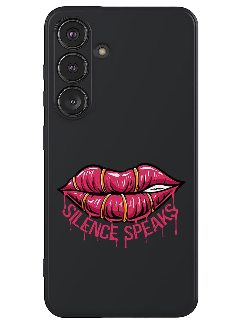 Theodor Protective Slim Fit Case Liquid Silicone Cover with Full Body Protection Anti-Scratch Shockproof Case For Samsung Galaxy S25 (Black) - Silence Speaks - Image 1