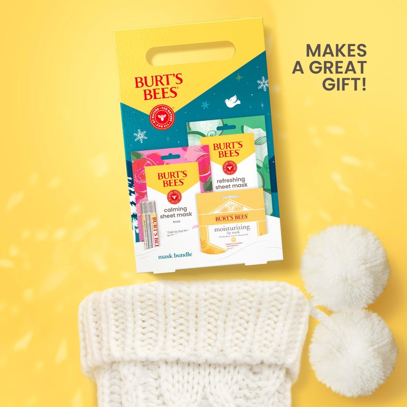 Burt's Bees Burtâ€™s Bees Mask Bundle Gift Set; , Ultra Conditioning Lip Balm and Moisturizing Lip, Refreshing Sheet and Calming Sheet Masks; Festive Packaging; 1 Gift Set - Image 3