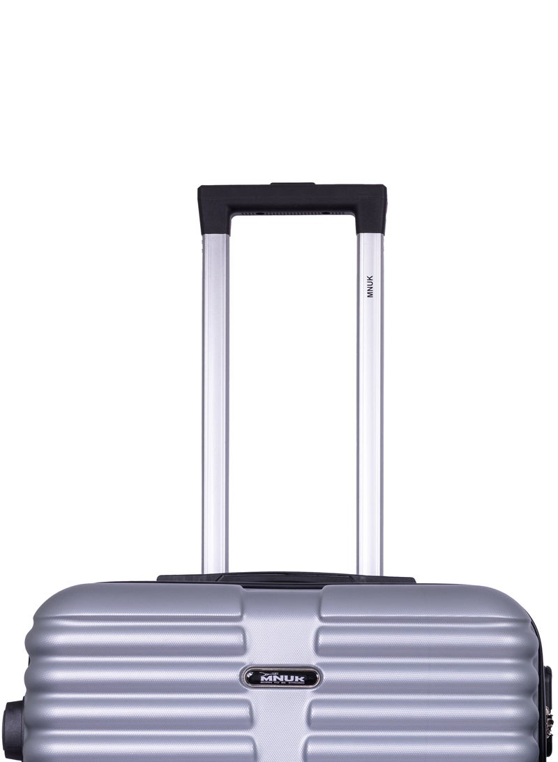 منيك حقيبة سفر ديسكفري بعجلات صلبة ومقبض ناعم وقفل  بعجلات مزدوجة  درجة مقاس  بوصة فضي - Image 4