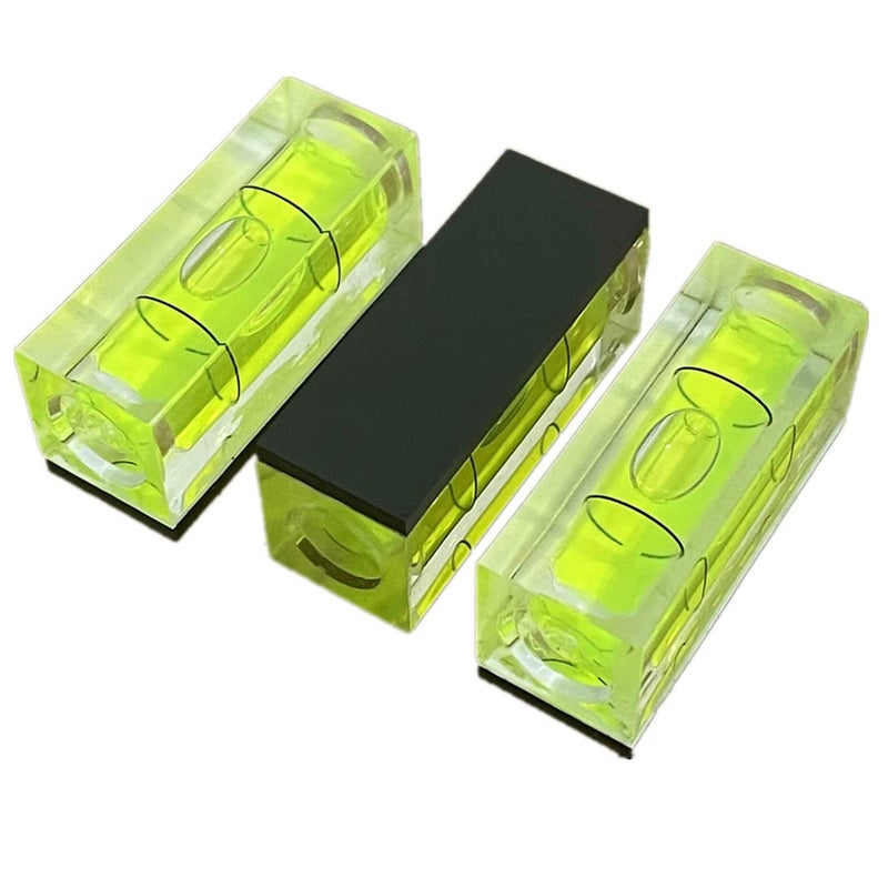 LAIESYA 3Pcs Small Square Magnetic Spirit Levels Set Precision Bubble Level Mini Horizontal Bubble Measuring Tool 15x15x40mm Magnetic