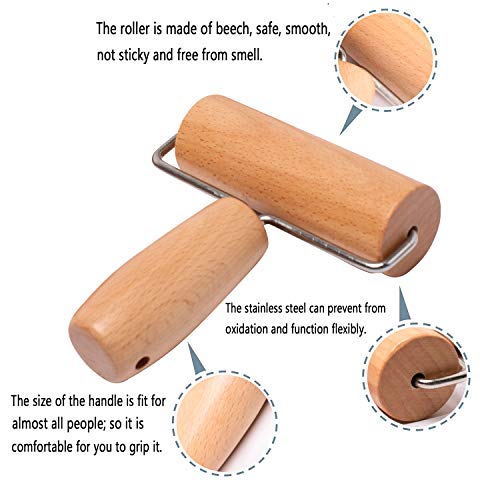 Whaline Wood Pastry Pizza Roller 2 Pieces Non Stick Wooden Rolling Pin for Home, Kitchen Baking Cooking Easy to Handle (T-Maple and H-Maple) - Image 3