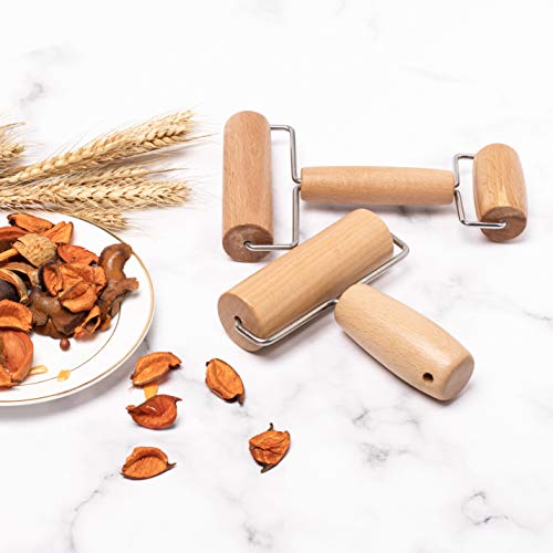 Whaline Wood Pastry Pizza Roller 2 Pieces Non Stick Wooden Rolling Pin for Home, Kitchen Baking Cooking Easy to Handle (T-Maple and H-Maple) - Image 5