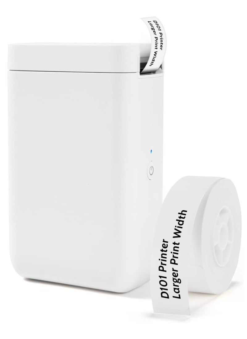 NIIMBOT - NIIMBOT D101 Label Makers with 1 Roll 0.47''x1.57'' Tape, Portable Smart Sticker Printer for Home Office School Use, Mobile Phone Editable, Adjustable Print Width 0.5 to 1 Inch, White - Image 1