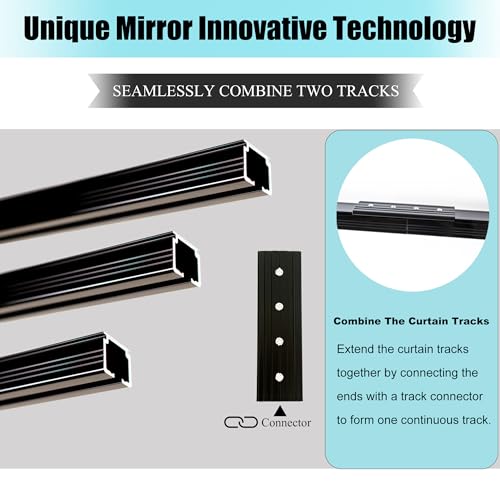 RoomDarkning Ceiling Curtain Track Ceiling Wall Mount Room Divider Curtains Track Rods Heavy Duty Ceiling Track Curtain Rail RV Ceiling Track for Curtains with Rollers Hooks Clips for 36ft Black - Image 3