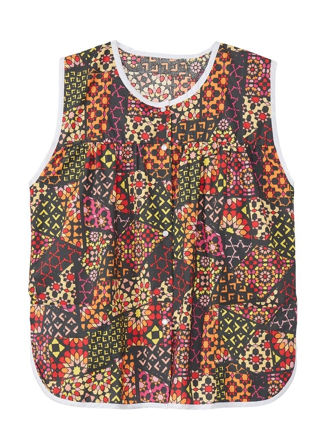 AmeriMark Easy-Care Snap Front Cobbler Aprons Vest with Two Patch Pockets Black Patchwork 1X - Image 4