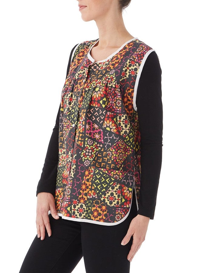 AmeriMark Easy-Care Snap Front Cobbler Aprons Vest with Two Patch Pockets Black Patchwork 1X - Image 2