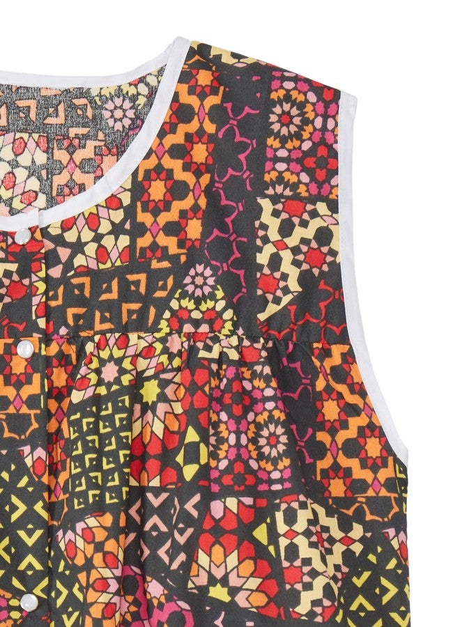 AmeriMark Easy-Care Snap Front Cobbler Aprons Vest with Two Patch Pockets Black Patchwork 1X - Image 5